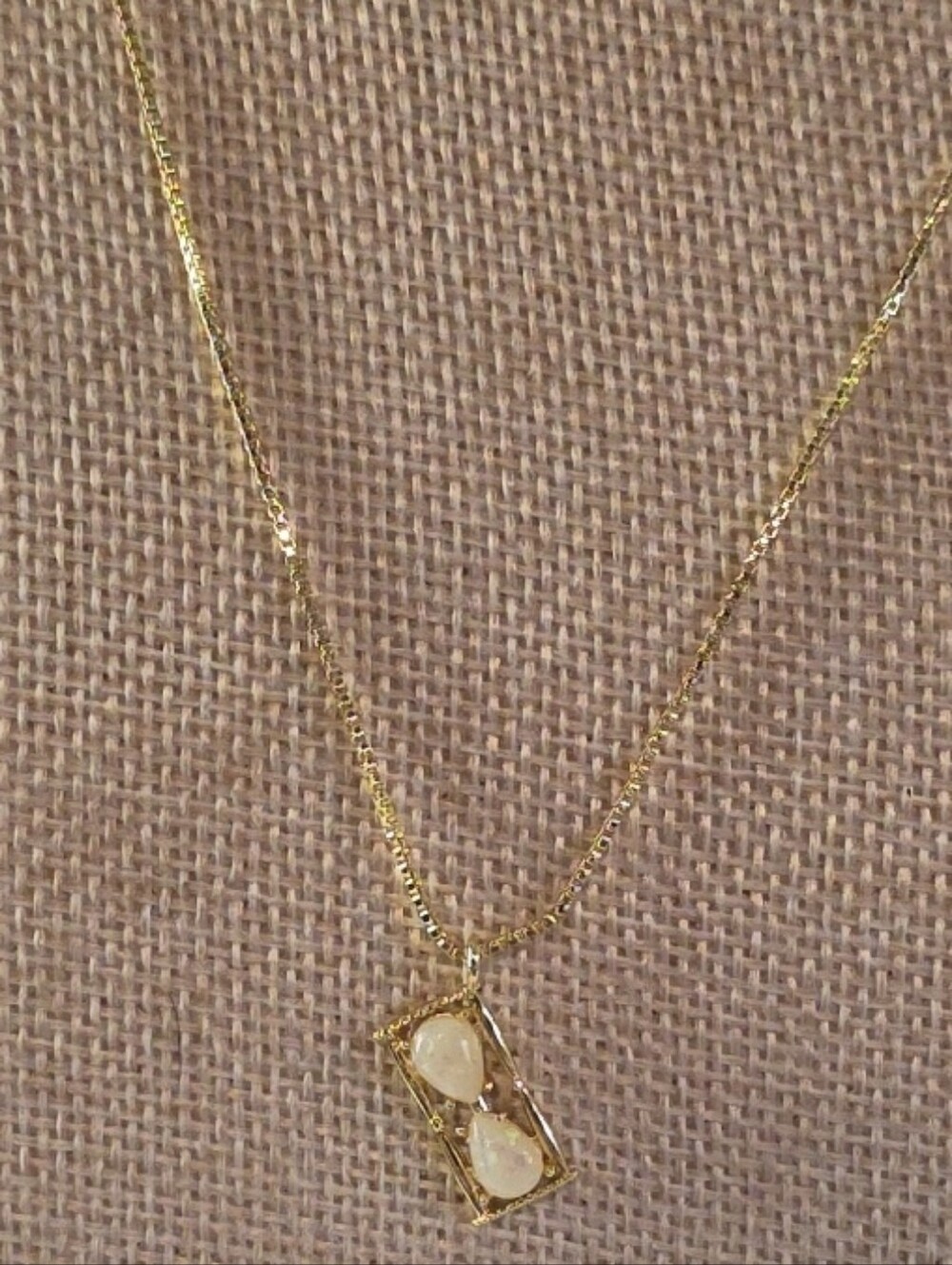 Dainty Gold Hourglass Opal Pendant Necklace ✨ Adjustable 16"-18" NWT